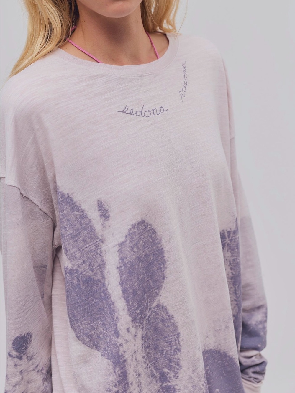 Relaxed Women's Long-Sleeve Top in Soft Lavender Print free people